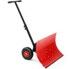 Garvee Snow Shovel with Wheels Heavy Duty Steel Blade Adjustable Angle & Height Handle 29.1"x19.3" Rubber Wheels Driveway Pavement