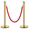 Garvee 2PCS Gold Stanchion Post with Red Velvet Rope, Stainless Steel, Adjustable Fillable Base, Quick Setup, for Events & Museums