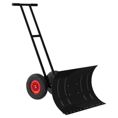 Garvee Large 29" x 16.5" Snow Shovel Pusher with Wheels, Adjustable Angle & Height Handle, Metal Blade, Ergonomic Double Rod, for Driveway Snow Removal