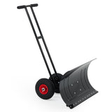 Garvee Snow Shovel Pusher 29" Wide with Adjustable Angle & Height Dual Road Handle, Ergonomic Double-Rod Metal Frame, Anti-Slip Wheels for Driveways and Sidewalks - Black & Red