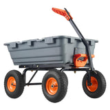 Garvee Garden Dump Cart Heavy Duty 800lbs Capacity Quick Release Steel Frame Poly Bucket 10-Inch Tires All-Terrain for Garden Lawn Farm - Grey