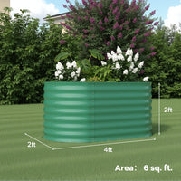Garvee 4' X 2' X 2' Oval Galvanized Raised Garden Bed, Outdoor Metal Planter Box for Flowers, Vegetables & Herbs, Green