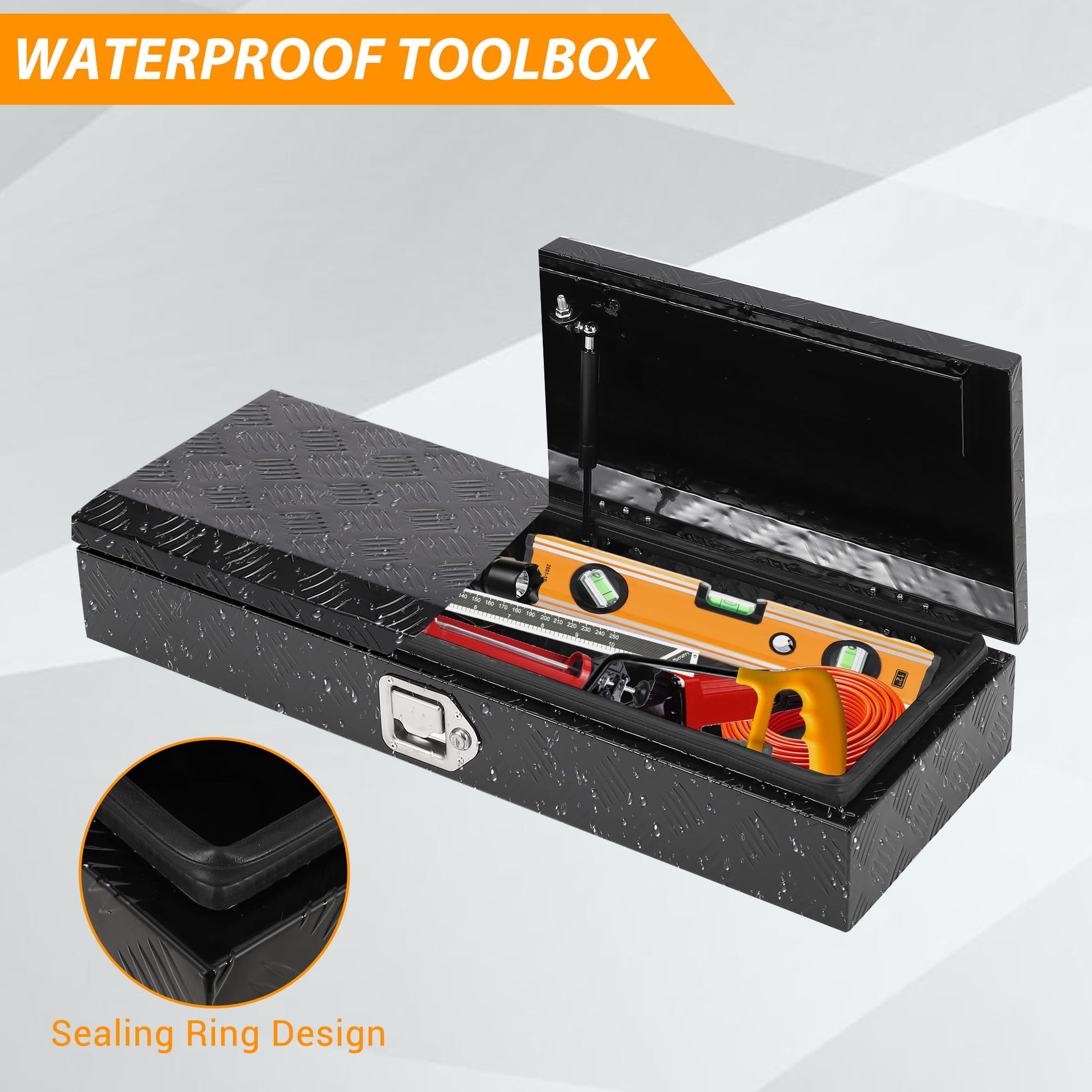 Waterproof truck toolbox with sealing ring design