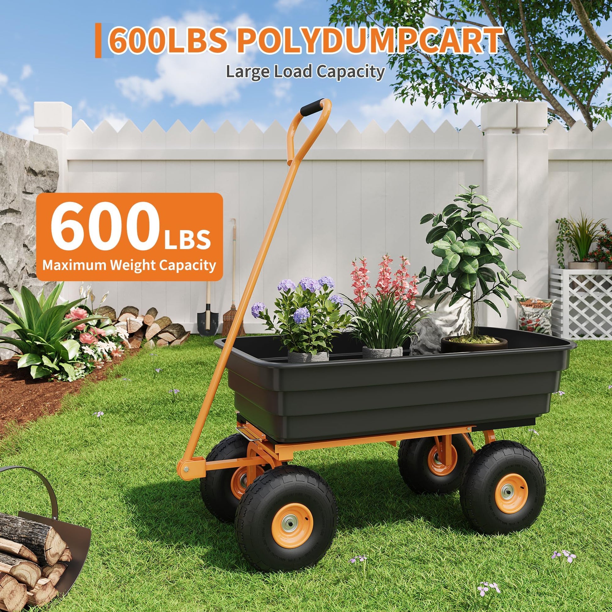 Garvee yard cart with 600 lb load capacity