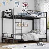 Garvee Twin Size Metal Bunk Bed Frame, Industrial Heavy Duty Bunkbeds with Safety Guard Rails and Space-Saving Design, No Box Spring Needed for Kids School Apartment, Black