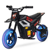 Garvee 24V Kids Electric Dirt Bike 350W Motor 13.7MPH Speed Rear Suspension Rubber Tires Black Backyard Adventure - Black