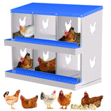 Garvee 6-Hole Chicken Nesting Box Galvanized Steel Rustproof Automatic Egg Collection Ventilated Easy Install Wall or Freestanding for Chicken Coop Blue - Blue