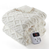 Garvee Electric Blanket Full Size - Thick Tufted Sherpa Heated Blanket with 10 Heating Levels and 10 Time Settings, ETL Certified Machine Washable Fast Heating Blanket, 72"×84", Off White - Off White