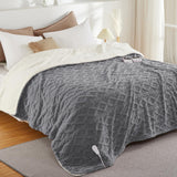 Garvee Electric Blanket King Size Dual Control - Thick Tufted Sherpa, 10 Heating Levels, 10 Time Settings, ETL Certified, Grey, Fast Heating, Cozy Home Use - -White