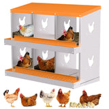 Garvee 6-Hole Chicken Nesting Box Galvanized Steel Rustproof Automatic Egg Collection Ventilated Easy Install Wall or Freestanding for Chicken Coop Orange - Orange