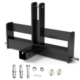 Garvee 3 Point Trailer Hitch with 2" Receiver for Category 1 Tractors - Heavy-Duty Steel, Quick-Install, Rust-Resistant, Includes Suitcase Weight Brackets - Industrial Use - Black