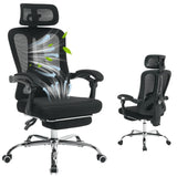 Garvee Ergonomic Office Chair with Adjustable Headrest & Lumbar Support, Retractable Footrest, Mesh Material, Reclining & Swivel, Wheels, Home Office Use - Black