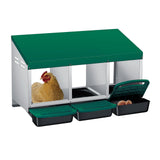Garvee Heavy Duty Metal Chicken Nesting Box with 3 Compartments – Roll Away Design – Removable Tray – Wall Mount Poultry Coop Accessory – Green – Three Grids - Green