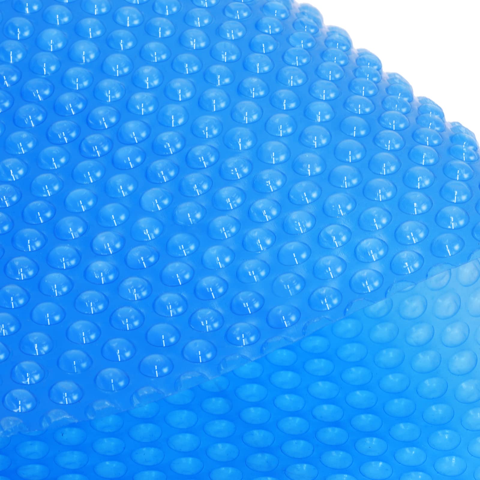 Close view of blue solar pool cover bubble cells