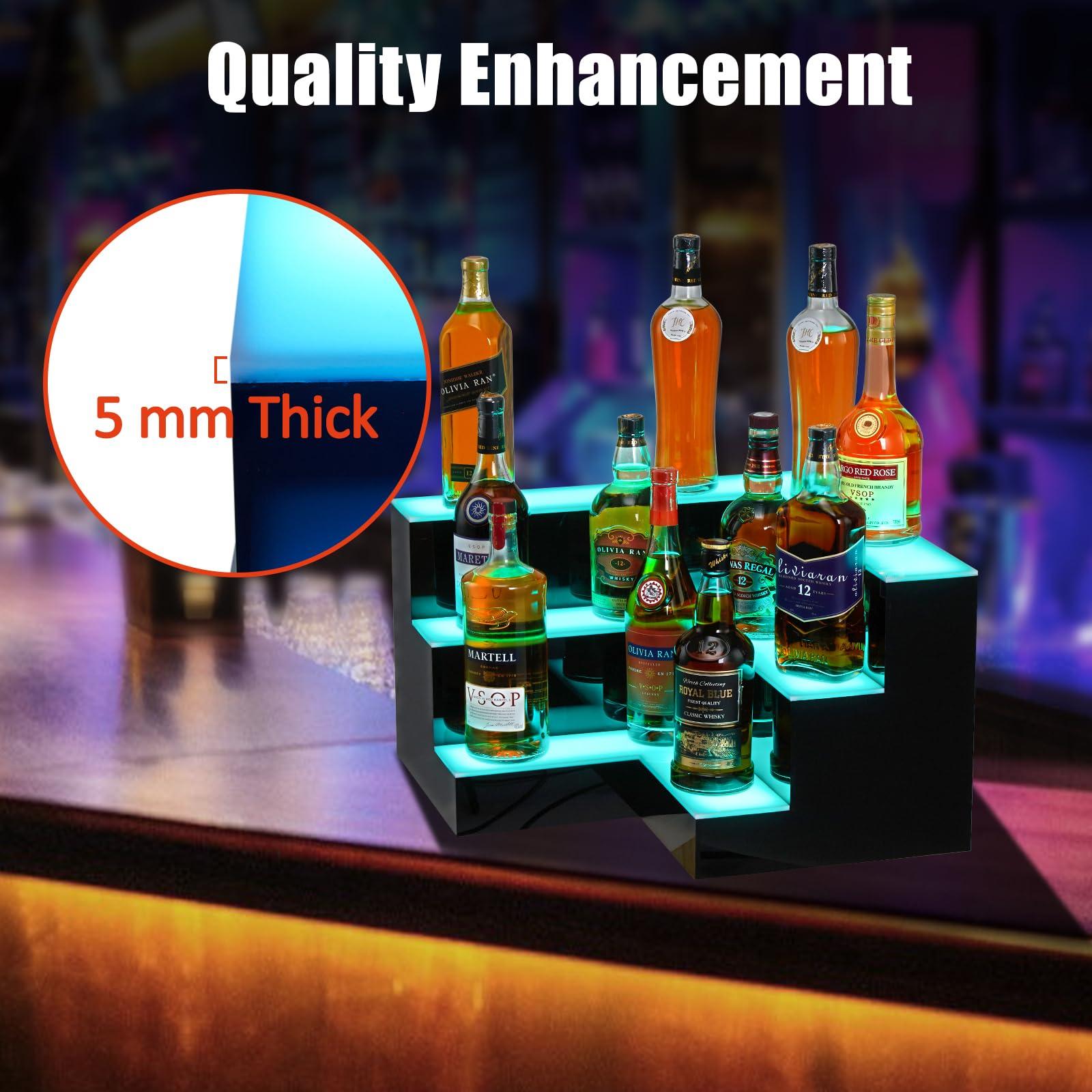 Multi-tier acrylic bottle shelf with 5mm thick panel highlight