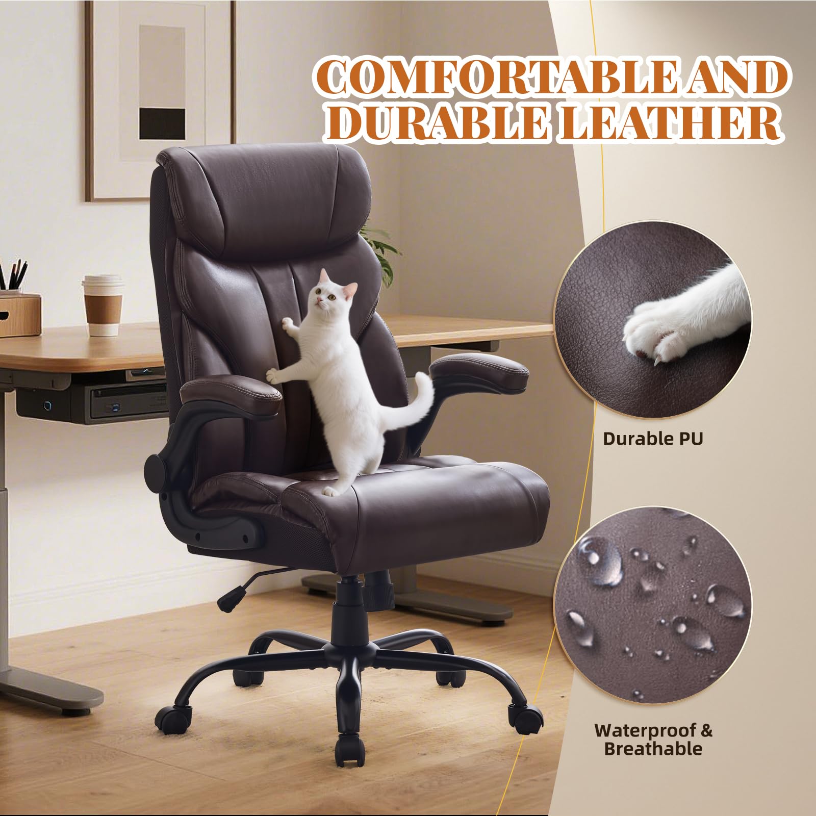 Chaise de bureau durable en cuir PU avec surface respirante