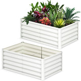 Garvee 2 Pcs Raised Garden Bed 6x3x1.5FT Galvanized Metal with Open Base and Safety Edge Beige for Outdoor Garden Patio - Beige