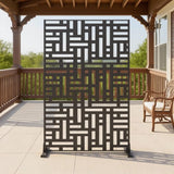Garvee Outdoor Privacy Screen, Heavy Duty Galvanized Steel Fence Panel with Stand – Windproof, UV Resistant, Decorative Divider for Patio, Balcony, Garden, Deck, 72" H x 47" W – Black - Black-8