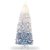 Garvee 6ft Christmas Tree, Blue Gradient Pencil Prelit Christmas Tree Snow Flocked, Dual Color LED Lights, Flame-Retardant PVC, Metal Stand Slim Design, Christmas Decoration for Home