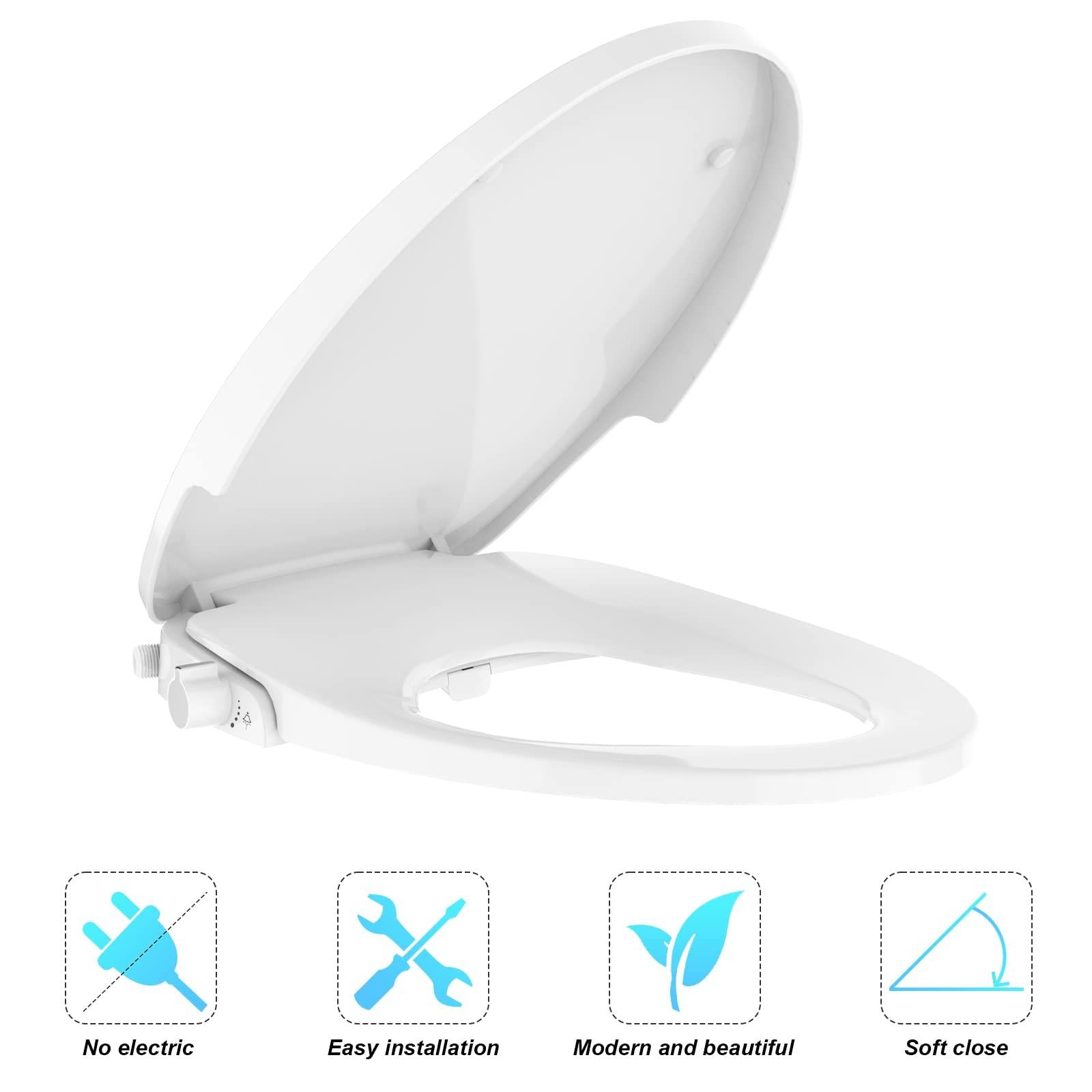 Non-electric bidet seat with soft close feature