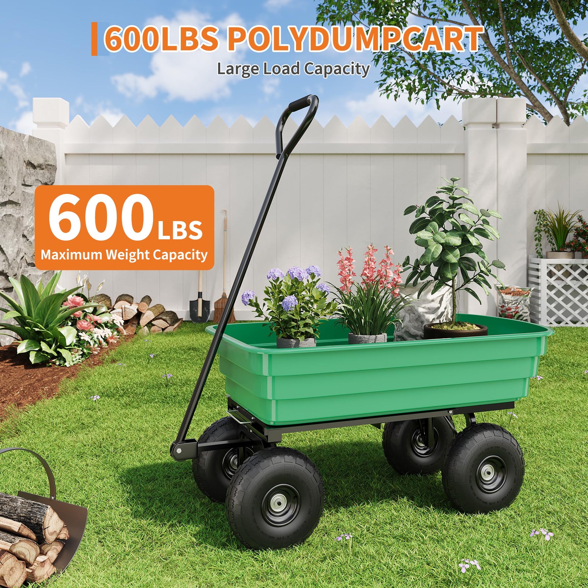 600 lb capacity yard wagon for hauling plants and yard supplies
