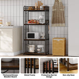 Garvee Adjustable 4-Tier Bakers Rack with Heavy-Duty Metal Frame – Freestanding Microwave Stand & Utility Shelf for Kitchen, Living Room, Garage – Practical Storage Organizer – Golden Armor, Without Socket - Golden Armor