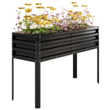 Garvee 50"x18"x9" Raised Garden Bed with Watering Reservoir, Tall Elevated Planter, Heavy Duty Steel, Modular Drainage System, Black, Ideal for Vegetables & Herbs - Black(50"x18"x9")