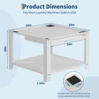 Garvee 29" Wide Laundry Pedestal for Washer and Dryer with Pullout-Shelf, Universal Fit, Anti-Vibration, 800 lbs Capacity, White