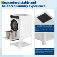 Garvee 29" Wide Laundry Pedestal for Washer and Dryer with Pullout-Shelf, Universal Fit, Anti-Vibration, 800 lbs Capacity, White