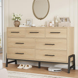 Garvee 52" Wide Dresser with 7 Drawer, Storage Freestanding, Wooden Closet Storage Chest for Living Room, Bedroom, Entryway, Natural Oak - Natural Oak