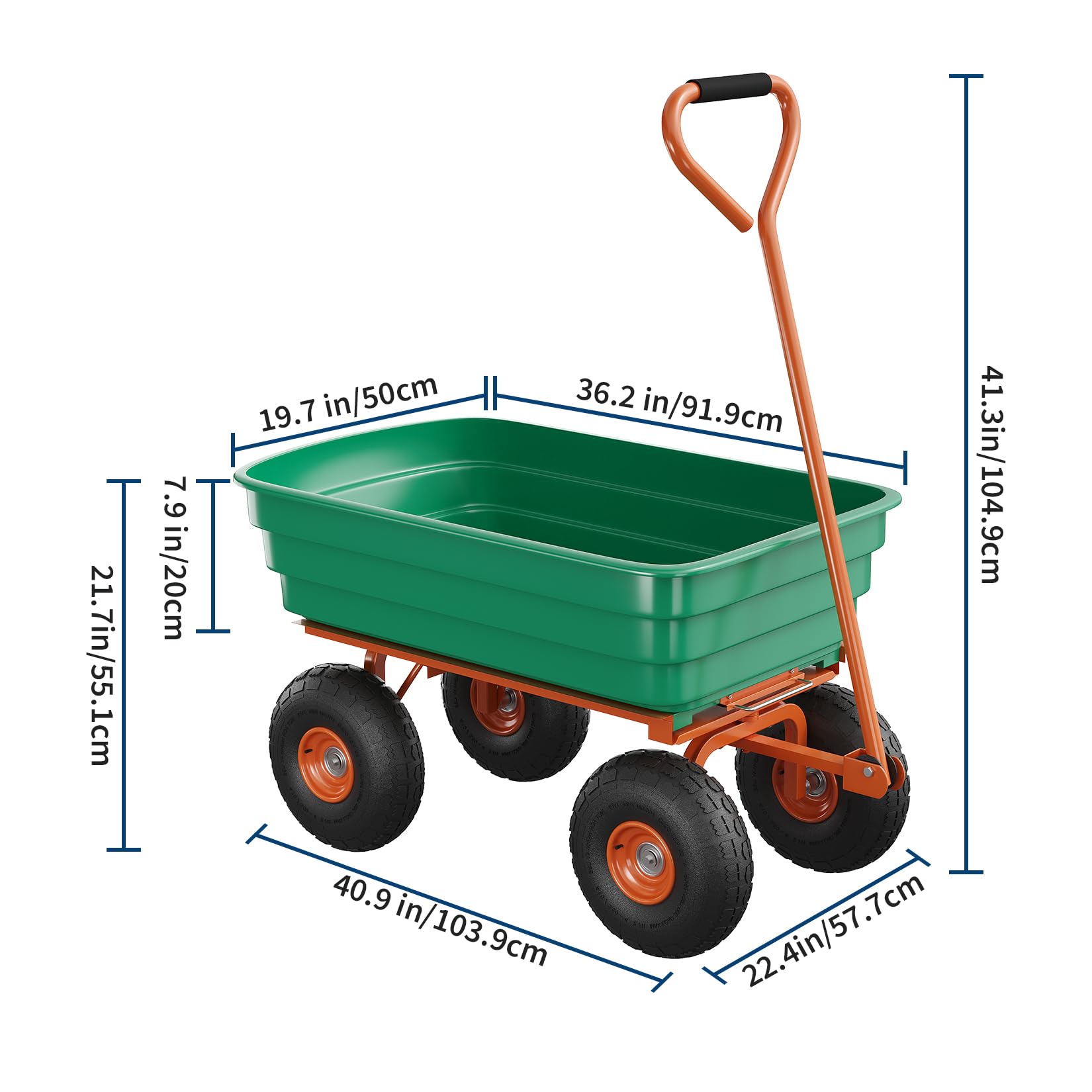 Garvee garden dump cart dimensions and tub size
