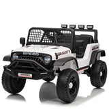 Garvee 12V Kids Electric Ride On Truck with Remote Control, Bluetooth Music, LED Lights, EVA Material, Dual Drive, Safety Features, Outdoor Play - White