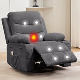 Garvee Recliner Chair Nursery, Oversized Manual Reclining Rocking Chair, Corduroy 360 Swivel Glider with Cup Holder, Massage and Heat Recliner, Small Sofa Chairs for Adults, Living Room, RV, Bedroom, Grey - Corduroy | Grey