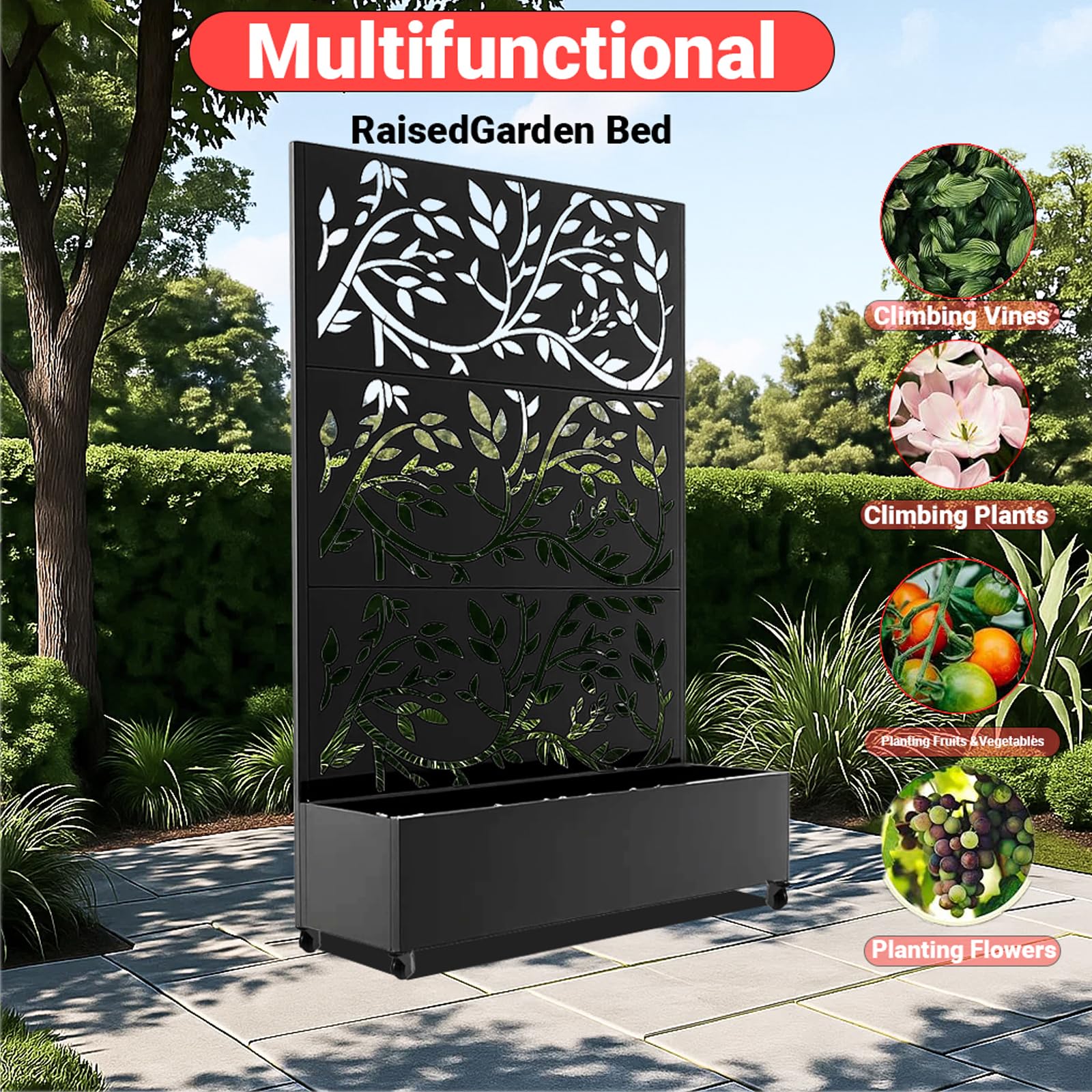 Garvee multifunctional planter privacy screen for vines flowers and vegetables