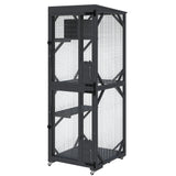 Garvee Outdoor Cats House with 4 Wheels, Walk-in Cat Cage, Catio Outdoor Enclosure Extra Large - Dark Grey