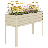 Garvee Raised Garden Bed with Self-Watering Reservoir & Tall Ergonomic Design, Heavy Duty Steel, Modular Panels & Drainage, Yellow, Outdoor Gardening - Beige(50"x18"x9")