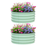 Garvee Round Galvanized Raised Garden Bed - Heavy-Duty Steel, Open Bottom Design - 2FT/3FT/4FT Sizes - Safety Corners - Outdoor Flower & Vegetable Gardening - Green