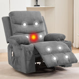 Garvee 360° Swivel Recliner Chair, Oversize Electric Recliners for Elderly with Heat and Massage, Stand Assist with Cup Holders, Side Pocket, Single Sofa Seat for Living Room, Grey - Linen | Grey