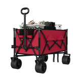 Garvee Collapsible Wagon Cart with Wheels - Heavy Duty Steel Frame, All-Terrain Mobility, 600D Oxford Fabric, Foldable Utility Wagon, Beach & Camping Use - Red