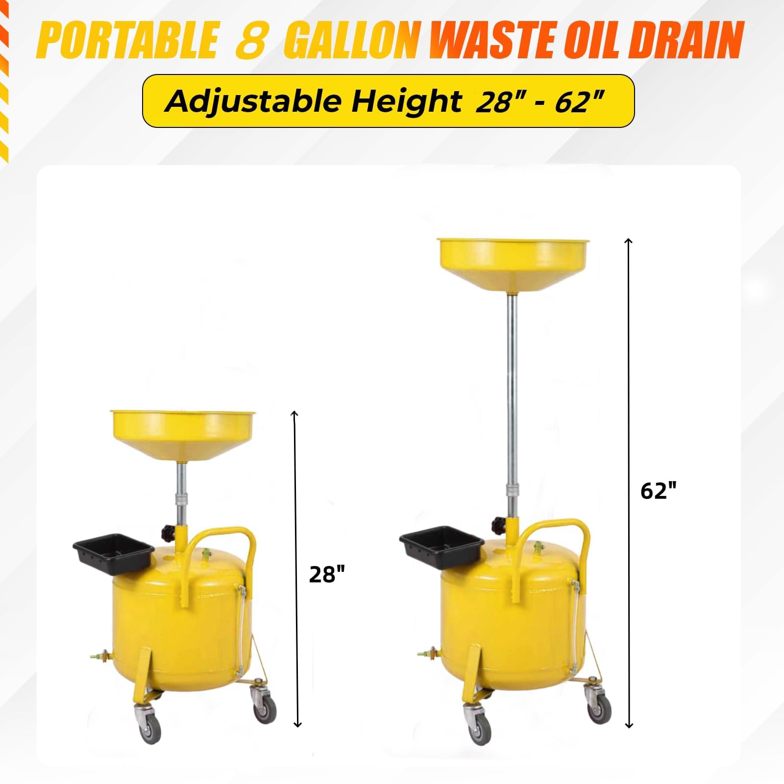 Adjustable height range illustration for the oil drain tank