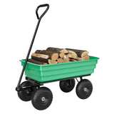 Garvee 1200LB Capacity All-Terrain Yard Wagon – Heavy Duty Utility Cart with Quick-Dump & Adjustable Handle, Perfect for Hauling Soil, Plants, Gardening Tools, and Landscaping Work - Black & Green