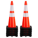 Garvee Traffic Cones 28" 10PCS PVC Orange Safety Cones with 2 Reflective Collars Heavy Duty Rubber Base Flexible Durable for Road Parking Construction - 