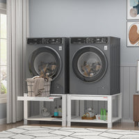 Garvee 29" Wide Laundry Pedestal for Washer and Dryer with Pullout-Shelf, Universal Fit, Anti-Vibration, 800 lbs Capacity, White