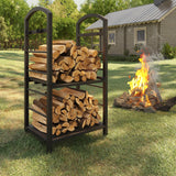 Garvee Heavy Duty 30 Inch Firewood Rack - 2-Tier Metal Log Holder with Kindling Hooks - Large Wood Storage Organizer for Indoor Outdoor Fireplace, Patio, or Deck - Antique Copper - Antique Copper