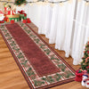 Garvee Christmas Runner Rug 2x6 Washable Plaid Area Rug Xmas Decor Pinecone Non Slip Kitchen Rugs Bath Mat Low Pile Entryway Rug Soft Stain Resistant Carpet for Laundry Entance Border|Red 2'x6'