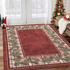 Garvee Washable Area Rug 5x7 Rug Red Plaid Rug Xmas Decor Non Slip Entryway Rug Grid Living Room Rug Soft Accent Rug for Bedroom Low Pile Stain Resistant Carpet for Nursery Office Border|Red 5'x7'