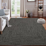 Garvee 8x10 Area Rug Print Braided Area Rug Machine Washable Rug for Living Room Farmhouse Solid Printed Weaving Carpet Non-Slip Stain Resistant Accent Rug Floor Cover for Home Decor, Grey/Brown - Grey Brown