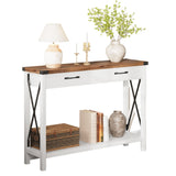 Garvee Woode Entryway Table, Farmhouse Console Table With 2 Drawers, Sofa Table With Storage for Living Room, Hallway Foyer Table Home Furniture - Brown + White