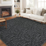 Garvee Washable Area Rug 5x7, Solid Modern Contemporary Non-Slip Bedrrom Rug Soft Ultra-Thin Indoor Floor Throw Carpet for LIving Room Office Dining Room, Black - Black