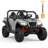 Garvee Ride - P Series: 24V Ride On Dump Truck for Big Kids, 4x4 Electric Car with Remote Control, Shovel, Bluetooth & Music, 24v Ride On Toys, Truck Car, Kids Electric Ride - Grey